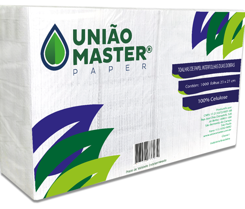 Papel Toalha Interfolha 100% Celulose Virgem 23x21cm 1000 Folhas